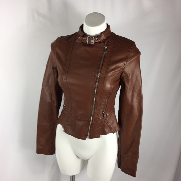 Express Jackets & Blazers - Express Faux Leather Cognac Brown Jacket